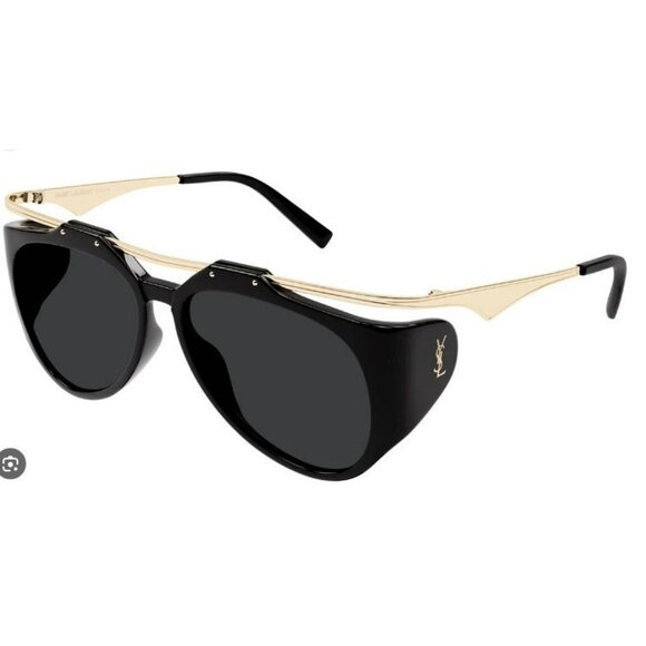 SAINT LAURENT Amelia women's sunglasses + case Black/Gold 55mm SL M137 - Picture 2 of 16